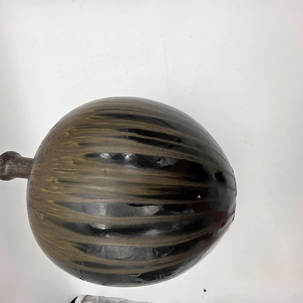 Vintage Large Hosley TM Brown Black Boho Drip Glaze Pottery Vase 12